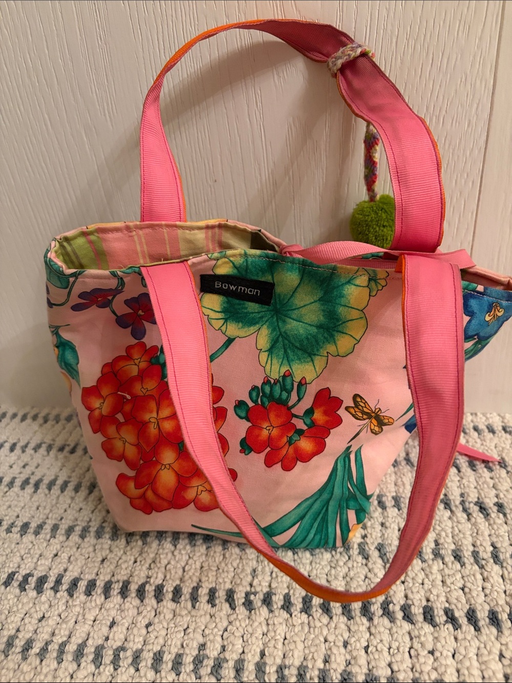 Pink Floral Tote Bag